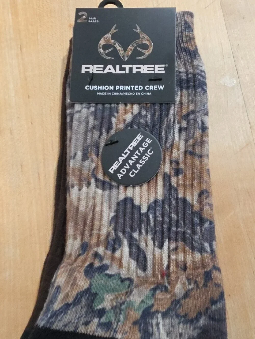 Realtree Men's Camo Crew Socks in Black, Brown & Green Hunting